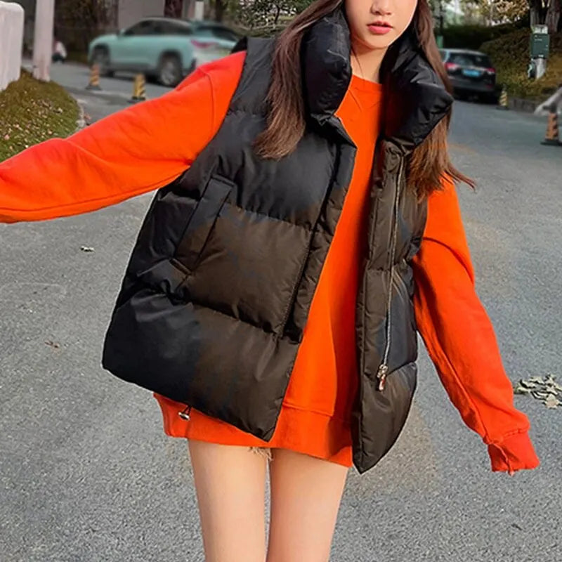 Cozy Y2K Autumn Winter Down Vest for Women - Stylish Harajuku Loose Jacket, Casual Windproof Waistcoat