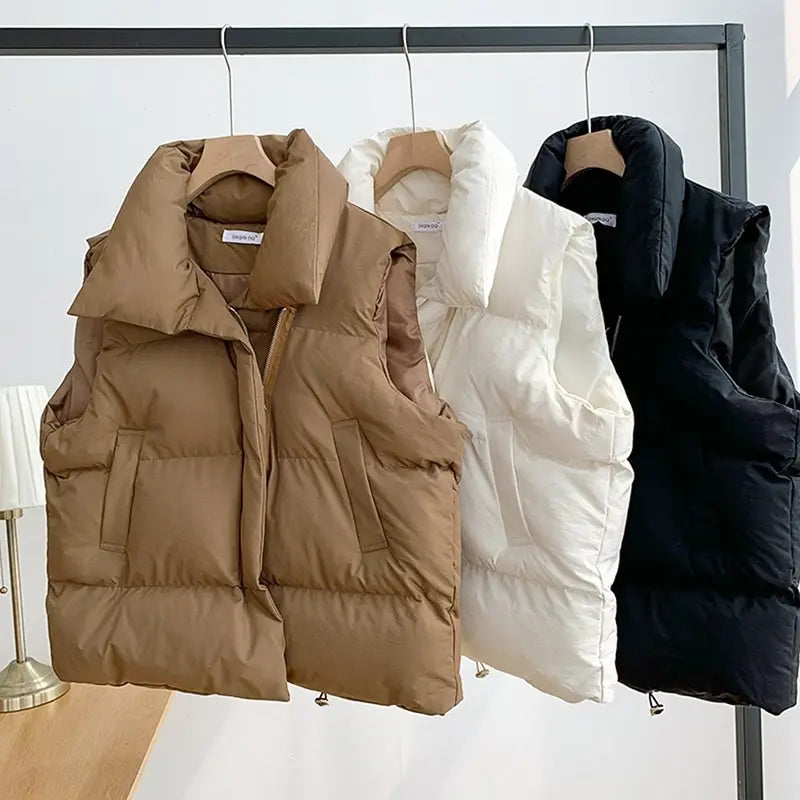 Cozy Y2K Autumn Winter Down Vest for Women - Stylish Harajuku Loose Jacket, Casual Windproof Waistcoat